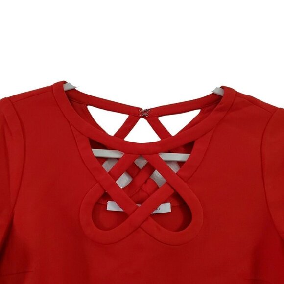 Diane von Furstenberg Carmen Dress 0 Poppy Red Sheath Cut-out‎ Neck DVF Cocktail - Picture 2 of 11